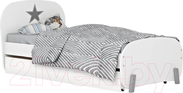 Изображение товара Односпальная кровать Polini Kids Mirum 1915 с ящиком (белый)