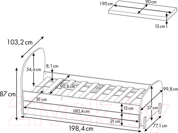 Изображение товара Односпальная кровать Polini Kids Mirum 1915 c ящиком (белый/желтый)