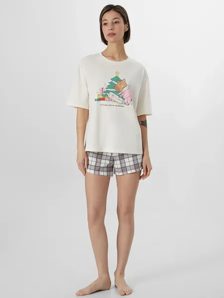 Изображение товара Пижама Mark Formelle 592591 (р.164/170-96-102, молочный/клетка на молочном)