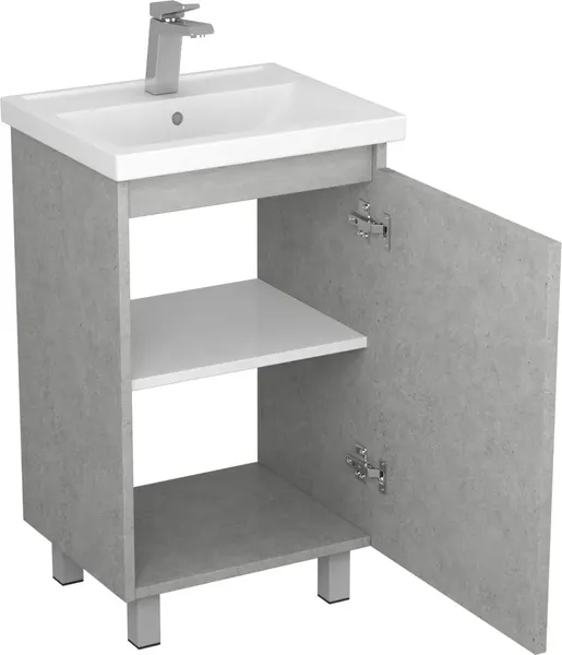 Изображение товара Тумба с умывальником Uncoria Моро 50 + Kirovit Фостер 50 (светлый камень)