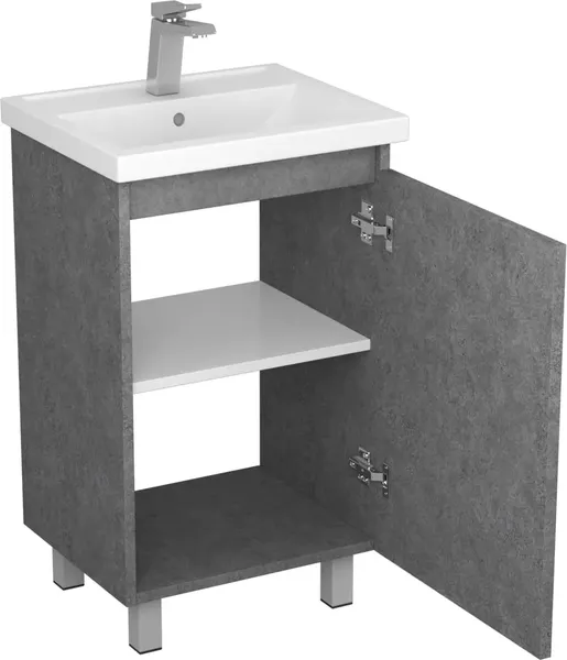Изображение товара Тумба с умывальником Uncoria Моро 50 + Kirovit Фостер 50 (темный камень)