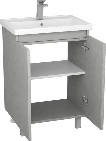 Изображение товара Тумба с умывальником Uncoria Моро 60 + Kirovit Фостер 60 (светлый камень)