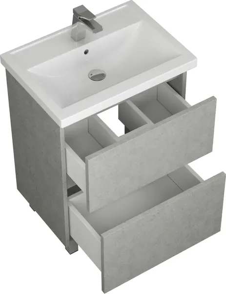 Изображение товара Тумба с умывальником Uncoria Моро 70 2 ящика + Kirovit Фостер 70 (светлый камень)