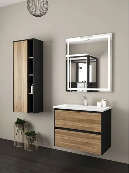 Изображение товара Тумба с умывальником Uncoria Тронто 60 + Paola Mario 60 (орех/лион)