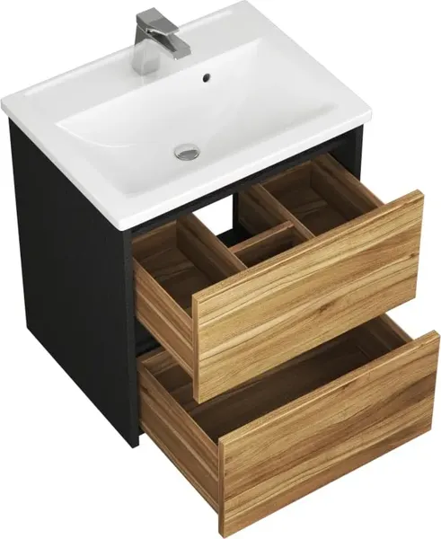 Изображение товара Тумба с умывальником Uncoria Тронто 60 + Paola Mario 60 (орех/лион)