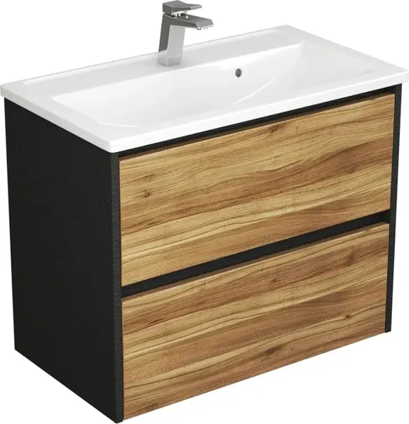 Изображение товара Тумба с умывальником Uncoria Тронто 70 + Paola Mario 70 (орех/лион)