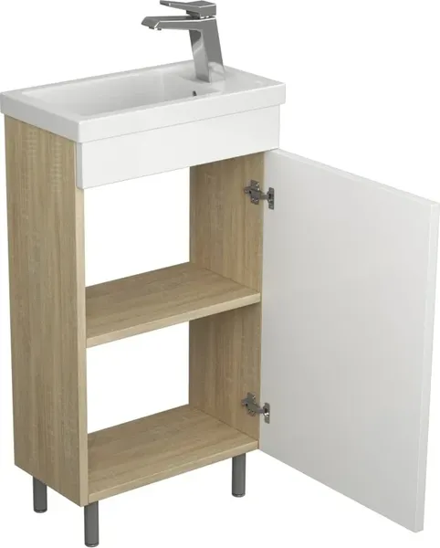 Изображение товара Тумба с умывальником Uncoria Алегра 45 + Kirovit Фостер 45 (белый/дуб сонома)