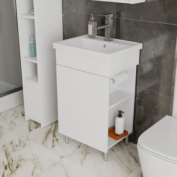 Изображение товара Тумба с умывальником Uncoria Алегра 50 + Kirovit Фостер 50 (белый)