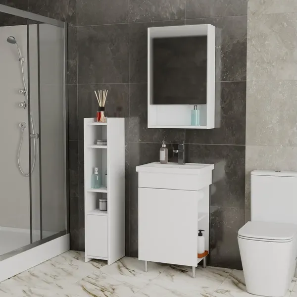 Изображение товара Тумба с умывальником Uncoria Алегра 50 + Kirovit Фостер 50 (белый)