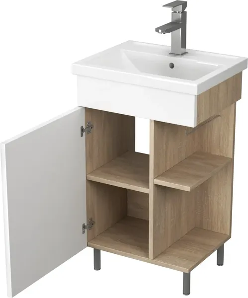 Изображение товара Тумба с умывальником Uncoria Алегра 50 + Kirovit Фостер 50 (белый/дуб сонома)