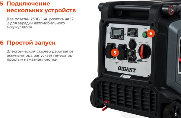 Изображение товара Инверторный генератор Gigant GPIGL-3800E
