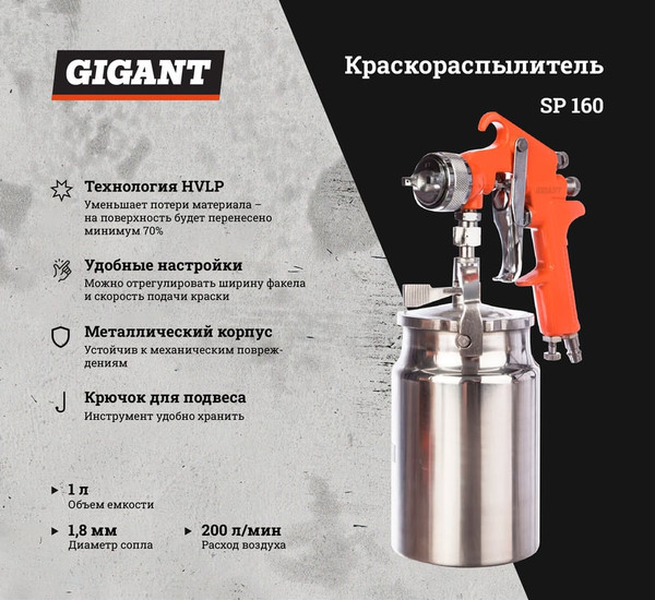 Изображение товара Пневматический краскопульт Gigant SP 160