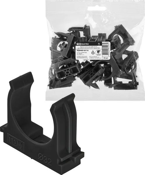 Изображение товара Крепеж-клипса для трубы TDM SQ0405-8114 (25шт, черный)