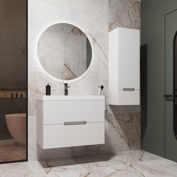 Изображение товара Тумба под умывальник Style Line Матис 80см 2 ящика Plus (подвесная, белый матовый)