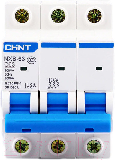 Изображение товара Выключатель автоматический Chint NXB-63 3P 32A 6kA (C) / 814173