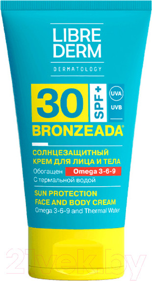Изображение товара Крем солнцезащитный Librederm Bronzeada с омега 3-6-9 и термальной водой SPF30 (150мл)