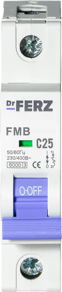 Изображение товара Выключатель автоматический Dr.Ferz FMB-C 6kA 1P 25 C / 21100061FERZ