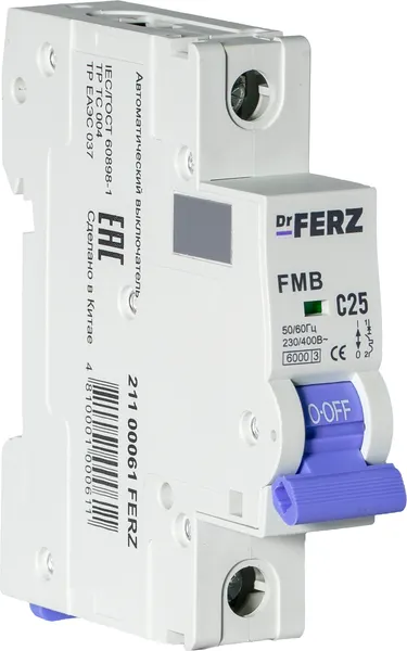 Изображение товара Выключатель автоматический Dr.Ferz FMB-C 6kA 1P 25 C / 21100061FERZ