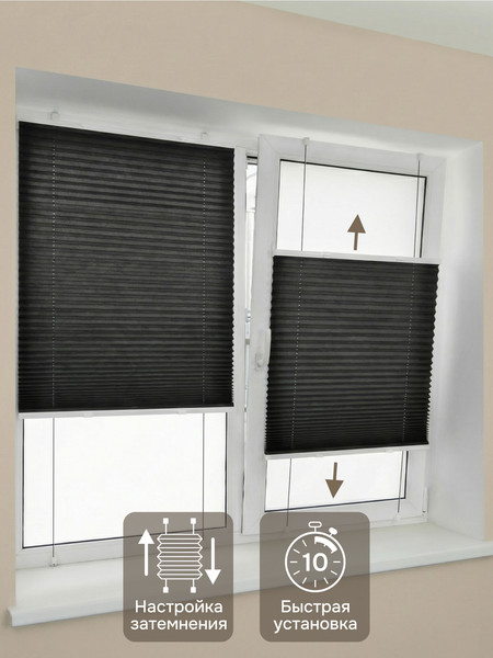 Изображение товара Штора-плиссе Эскар NoWaven 57x170 / 140901057 (черный)