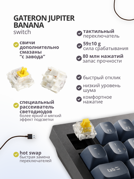Изображение товара Клавиатура Keychron V1 Max  RGB  Banana Switch / V1M-D4 (черный)