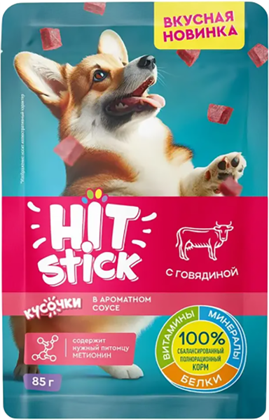 Влажный корм для собак Hitstick С говядиной в соусе (85г) — фото 3