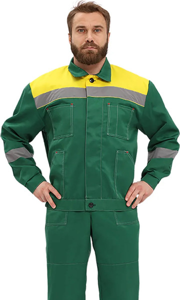 Изображение товара Костюм рабочий УРСУС Легион КОС817-125 (темно-зеленый/желтый, 64-66/170-176)