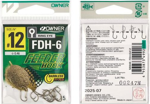 Набор крючков рыболовных Owner Feeder Hook FDH-6 brown №12 / 56946-12 (15шт) — фото 6