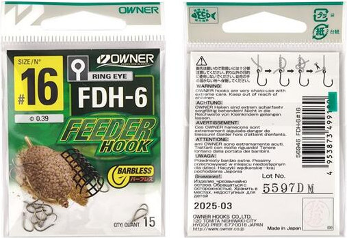 Набор крючков рыболовных Owner Feeder Hook FDH-6 brown №16 / 56946-16 (15шт) — фото 6