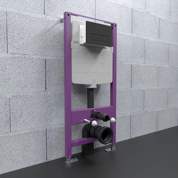 Изображение товара Унитаз подвесной с инсталляцией Saniteco KW-9003W Single (безободковый) + Triton Pro EVO815N (с кнопкой черный, матовый)