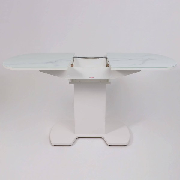 Изображение товара Обеденный стол Аврора Корсика 120-151.5x80 (мрамор белый 2/белый матовый)