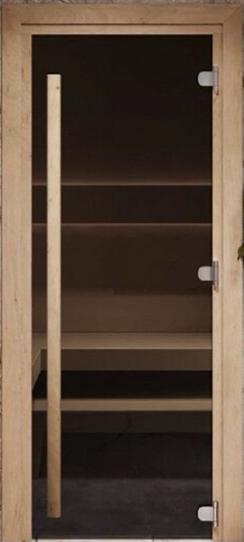 Стеклянная дверь для бани/сауны COOPER Стандарт 200х80 с вертикальной ручкой (бронза) — фото 5