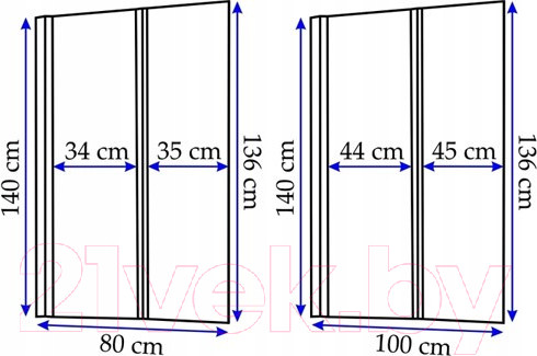 Изображение товара Стеклянная шторка для ванны REA Agat-2 100 / REA-W0300 (прозрачное стекло)