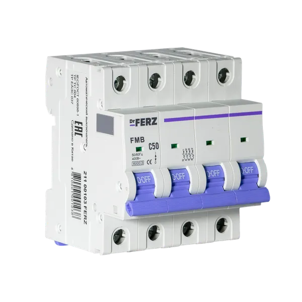 Изображение товара Выключатель автоматический Dr.Ferz FMB-C 6kA 4P 50 C / 21100103FERZ