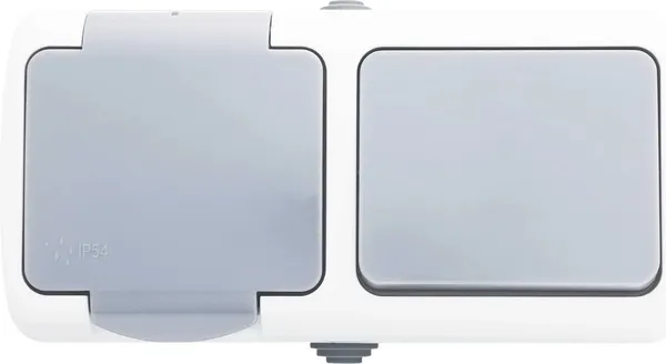 Изображение товара Блок выключатель+розетка General Lighting Сигма 477068 (белый/серый)