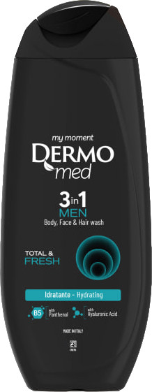 Гель для душа Dermomed Total & Fresh мужской 3 в 1 (250мл) — фото 3