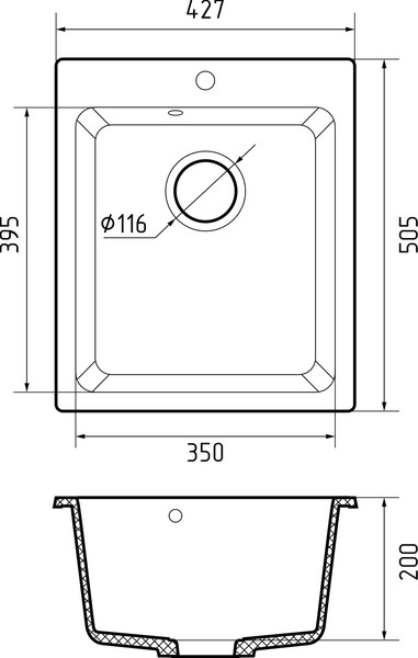 Изображение товара Мойка кухонная Maroni Extra MA-427EX 42.7x50.5 (черный)