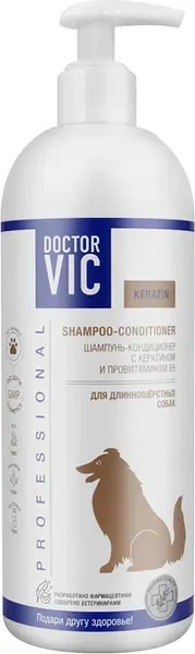 Изображение товара Шампунь для животных Doctor VIC С кератином и провитамином B5 для длинношерстных собак (500мл)