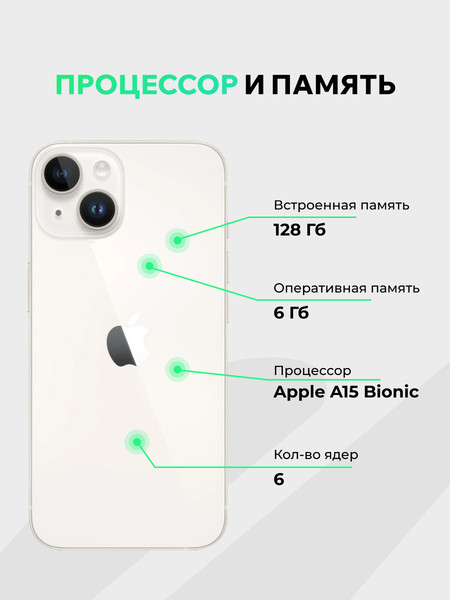 Изображение товара Смартфон восстановленный Apple iPhone 14 128GB  ELNU Грейд A+ (Starlight)