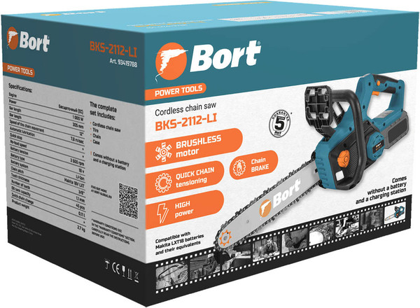 Изображение товара Пила цепная аккумуляторная Bort BKS-2112-LI (93419788)