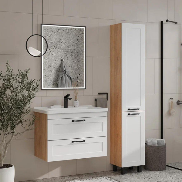 Изображение товара Тумба с умывальником EQUIL Lago 80.2Y + Kirovit Фостер 80 (4640021064733) (подвесная)