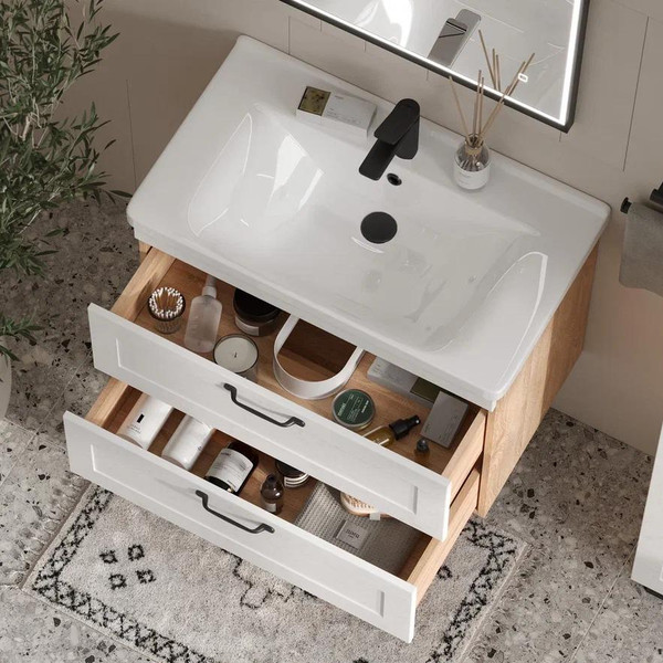 Изображение товара Тумба с умывальником EQUIL Lago 80.2Y + Kirovit Фостер 80 (4640021064733) (подвесная)