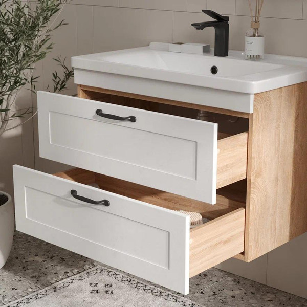 Изображение товара Тумба с умывальником EQUIL Lago 80.2Y + Kirovit Фостер 80 (4640021064733) (подвесная)