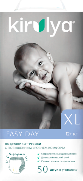Изображение товара Подгузники-трусики детские Kirulya Easy Day XL 12+ кг (50шт)