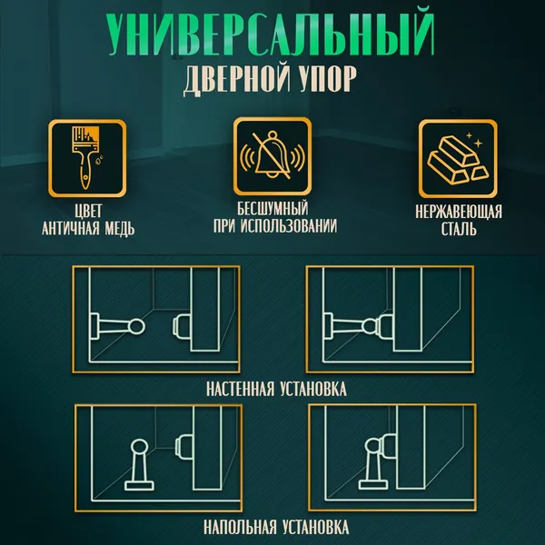 Изображение товара Ограничитель дверной Lockland 7028267 (медь)