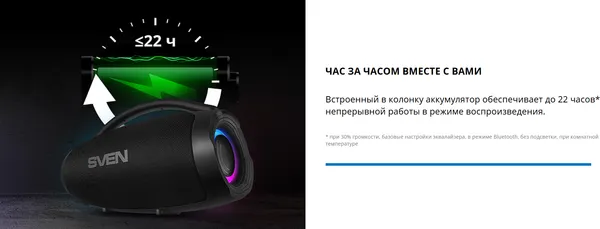 Изображение товара Портативная колонка Sven PS-375 (черный)