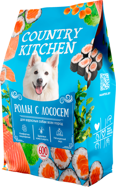Сухой корм для собак Manitex Country Kitchen Для всех пород Ролл с лососем (600г) — фото 3