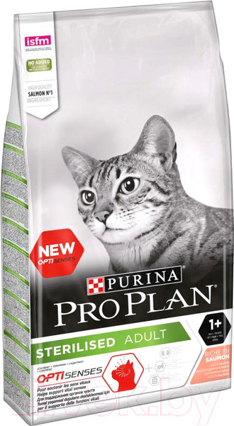Изображение товара Сухой корм для кошек Pro Plan Sterilised Sensitive Adult  OptiSenses с лососем (10кг)