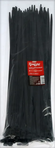 Изображение товара Набор стяжек для кабеля Tundra 9380725 (100шт, черный)