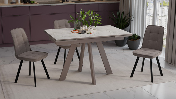Изображение товара Обеденный стол ТриЯ Джаггер Тип 3 (капучино матовый/бежевый мрамор)