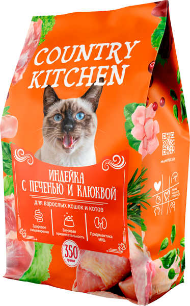 Сухой корм для кошек Manitex Country Kitchen Для взрослых Индейка с печенью и клюквой (350г) — фото 3